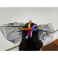 Halloween black mesh hair bow with colorful pipe cleaners, Gothic party hair accessory. - 02# Halloween Twisty Top Clip