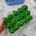 Green acrylic ball clutch bag shiny glossy novelty box purse for women evening party. - Green