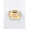 Gold metal evening clutch bag with crystal rhinestones, faux pearls and floral plum blossoms. - Gold Style 1
