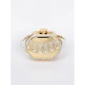 Gold rhinestone evening clutch bag with pearl tassel design, stylish metal minaudiere. - Gold Style 3