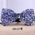 Men sparkling blue crystal rhinestone bow tie wedding groom party fashion neckwear accessory - Blue Silver