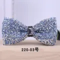 Blue crystal rhinestone bow tie for men wedding groom tuxedo formal shirt fashion accessory - Blue