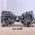 Men crystal rhinestone bow tie variant black silver sparkling wedding groom neckwear accessory - Black Silver