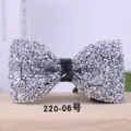 Sparkling silver crystal rhinestone bow tie for men wedding party formal wear accessory. - Silver Black