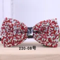 Crystal Rhinestone Bowtie Groom Wedding Shirt Bow Tie Men Fashion Luxury Accessories - Red Silver