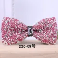 Pink crystal rhinestone bow tie wedding groom shirt men fashion crystal bow tie accessory sku - Pink Silver