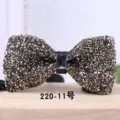 Mens crystal rhinestone bow tie sparkling luxury wedding groom neckwear fashion accessory - Dark Full Rhinestone