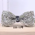 Silver rhinestone bow tie for men wedding groom formal party crystal sparkly necktie accessory - Silver Rhinestone