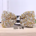 Sparkling rhinestone crystal bow tie for men wedding groom formal party wear shiny bling design - Gold and Silver Two-tone