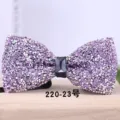Purple crystal rhinestone bow tie for men wedding groom party fashion sparkly neckwear. - Purple