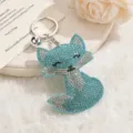 Cute rhinestone fox keychain, sparkling crystal bag pendant and car key ring accessory gift. - Sky Blue