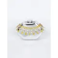 Silver metallic hard shell evening clutch bag featuring dazzling yellow crystal rhinestone fringe. - Silver Style 7
