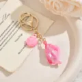 Porte-clés coquillage rose dégradé, charmant pendentif en acrylique pour sac et téléphone. - Rose