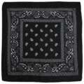 Classic black and white paisley bandana for hip-hop streetwear, unisex headband and scarf. - Black