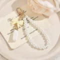 Catena di perle fiocco portachiavi simpatico borsa fascino pendente accessorio - Bianco avorio