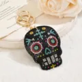 Rhinestone Skull Keychain Bag Pendant Sparkling Crystal Halloween Decoration Gift - Black