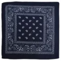 Classic paisley bandana dark blue cotton square scarf for hip hop street dance and fashion wear - Navy Blue