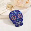 Rhinestone skull keychain sparkling crystal Halloween bag charm fashion keyring pendant gift - Sapphire Blue