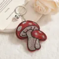 Rhinestone Mushroom Keychain Cute Diamond Car Bag Pendant Sparkling Crystal Key Ring Gift for Women - Red