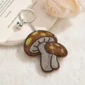 Llavero de Champiñón con Diamantes de Imitación Colgante de Bolso Brillante Mujer - Amarillo jengibre