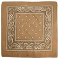 Khaki paisley bandana retro hip hop square scarf unisex street dance hair band head wrap - Beige