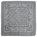 Grey paisley bandana vintage hip hop head wrap square scarf for men and women street dance. - Dark Gray
