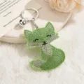 Green Rhinestone Fox Keychain Cute Crystal Animal Pendant Bag Accessory Gift for Women - Fruit Green