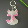 Rhinestone Fox Keychain Cute Sparkling Bag Charm Crystal Key Ring Car Accessory Gift - White