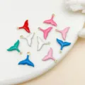 Colorful enamel whale tail charms gold plated metal DIY jewelry making accessories set - Mermaid Tail (T2748) / 10 Pieces Pack / Gold
