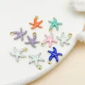 Colorful enamel starfish charms stainless steel gold plated DIY jewelry making findings - Polka Dot Starfish (T2754) / 10 Pieces Pack / Gold