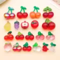 Miniature acrylic fruit charms featuring cherries, grapes, apples, and peaches for DIY jewelry making. - Fruit Series Set (SN1761) / 20 Styles (1 Each)