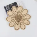 Handwoven straw flower placemat natural plant fiber coaster boho wall hanging decor - Bulrush Corn Husk Flower Patchwork / 30cm