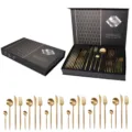 Set di posate in acciaio inossidabile stile portoghese oro opaco coltello cucchiaio - Oro Metallico