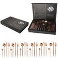 Set Posate Oro Rosa in Acciaio Inossidabile Cofanetto Regalo Coltelli Forchette Cucchiai - Oro rosa