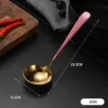 Stainless steel soup ladle with pink handle deep hot pot spoon kitchen tableware 19.3cm - Soup Spoon / Pink Gold