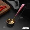 Stainless steel slotted spoon with pink handle, gold soup colander, hot pot utensil. - Skimmer / Pink Gold