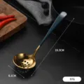 Stainless steel hot pot slotted spoon, gold and blue kitchen colander soup ladle - Skimmer / Green and Gold