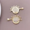 DIY 18K Plaqué Or Soleil Lune Zircon Pendentif Charme Accessoires De Bijoux Collier Cadeau - Style Soleil et Lune (T3316) / 31x21x3mm / Plaqué Or 18K