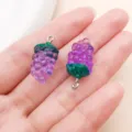 Mini grape acrylic pendant charm for DIY handmade jewelry making and cute accessories. - Grape (19704) / 1 Piece/Pack (24x12mm) / Purple