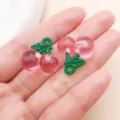 Mini acrylic cherry charm pink pendant DIY jewelry accessory, cute fruit craft making part. - Cherry (22161) / 1 Piece (21x19mm) / Pink