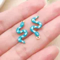 Enamel S-shaped snake jewelry pendants, gold plated stainless steel DIY charm accessories. - Double-sided Enamel S-shaped Snake (T3515) / Lake Blue
