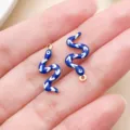 Gold plated stainless steel blue enamel snake shape charms for DIY jewelry making accessories - Double-sided Enamel S-shaped Snake (T3516) / Sapphire Blue
