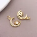 18K Verguld Zonne Maan Zirkonia Bedel DIY Sieraden Armband Accessoire Variant 1 - Maan Zon Hanger (T3363) / 1 Stuk/Verpakking (18x10x2.6mm)