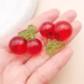 Cherry acrylic pendant charm DIY handmade jewelry accessory colorful cute fruit pendant 1pcs - Large 3D Cherry (24187) / 1 Piece (29x29x17mm) / Transparent Red