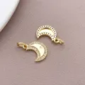 18K Vergulde Zirkoon Ster Maan Hanger Verbindingsstuk voor DIY Armband Sieraden Maken - Ster Maan Hanger (T3364) / 1 Stuk/Verpakking (16x9x2mm)
