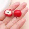 Mini acrylic red apple pendant charms cute DIY fruit jewelry making accessories for crafts. - 3D Apple (24385) / 1 Piece (19x18x11mm) / Red