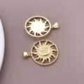 18k Gold Plated Sun Moon Pendant DIY Jewelry Accessory Micro Zircon Vintage Necklace - Star Moon Sun Flower Style (T3352)