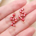 Gold plated stainless steel red enamel snake pendant charms for DIY jewelry making earrings - Double-sided Enamel S-shaped Snake (T3518) / Red