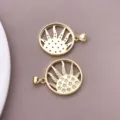 DIY 18K gold plated sun cubic zirconia pendant charm for elegant necklace jewelry making accessory - Round Zirconia Sun Style (T3353)