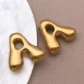 Vergoldeter Edelstahl 3D Blasen Buchstabe A Anhänger DIY Schmuckherstellung Zubehör. - Buchstabe A Stil (T3095-A) / 1 Stück (18x18x6mm) / Gold